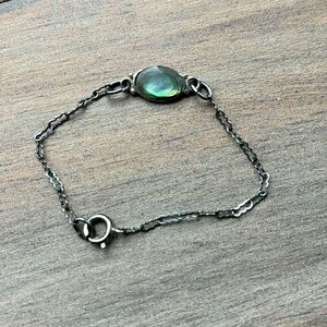 Stamped abalone child’s bracelet